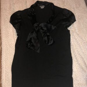 Black Ann Taylor blouse with silk, short sleeves